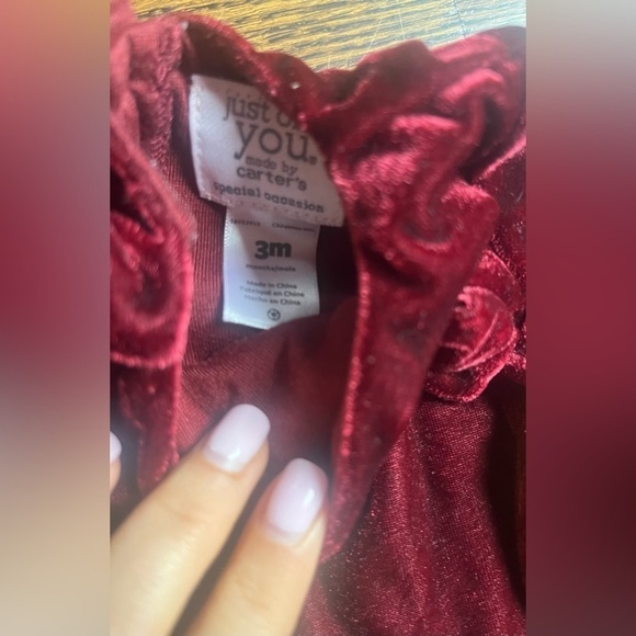 Just One You/ Carters Baby Dress Red Velvet Dress for Girl Sz 3mo - Picture 3 of 5